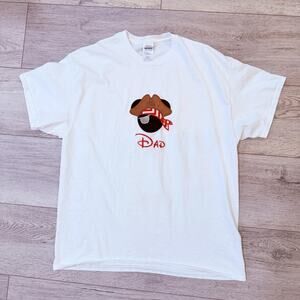 Disney Pirate Dad Shirt Mens XL White Mickey Ears Graphic embroidered